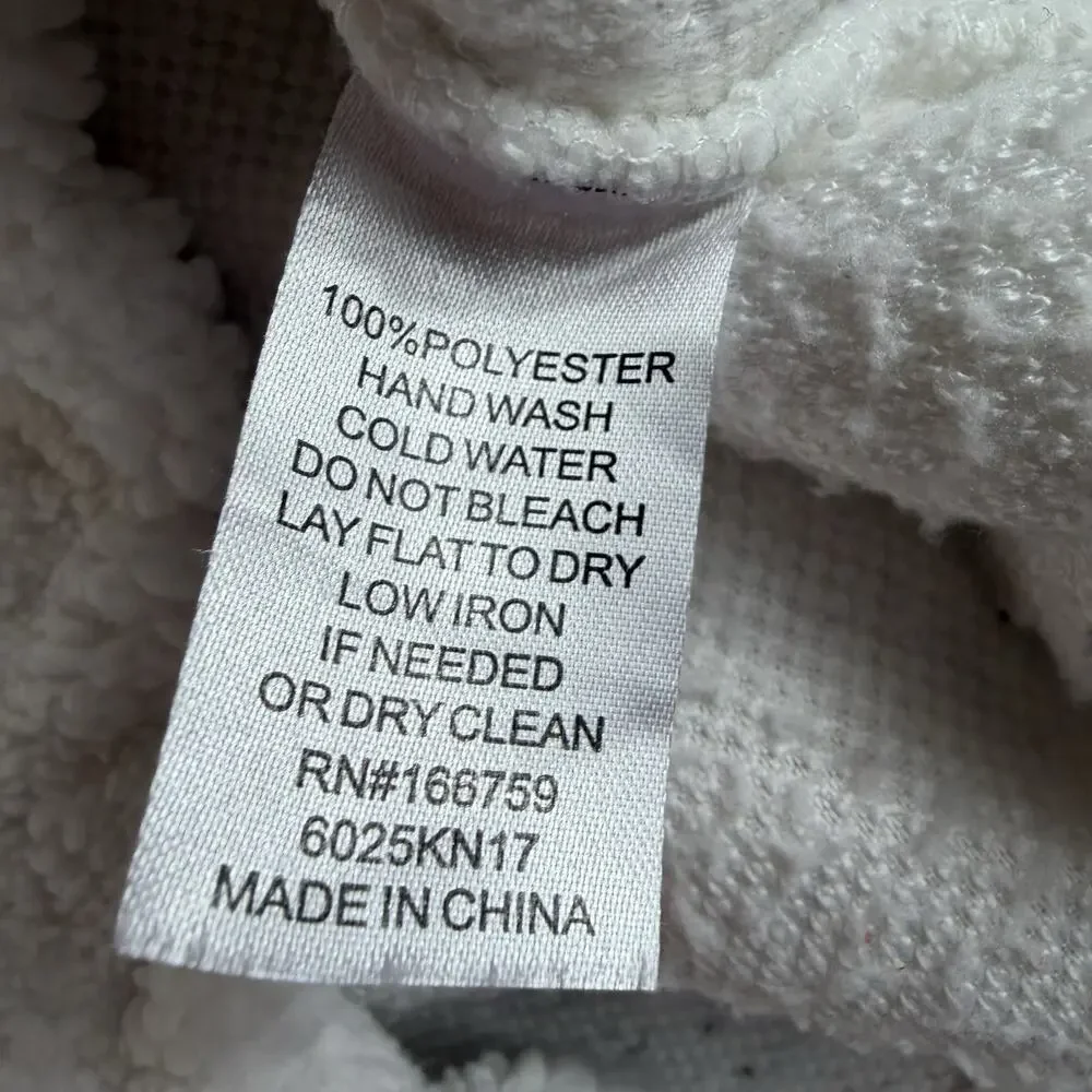 AuneLiege Women’s Medium White Sherpa Hoodie Pullover Chevron Plush Cozy
